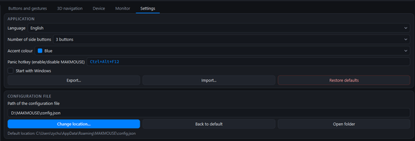 MAKMOUSE — Settings 탭