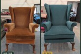 소개: 윙 체어 리폼 방법: 청록색 벨벳으로 꾸민 Parker Knoll 의자