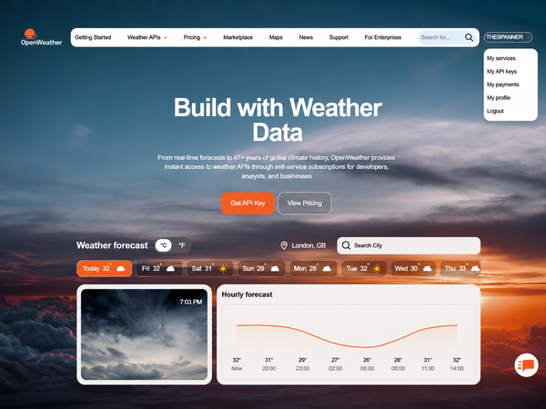 OpenWeatherMap API 키